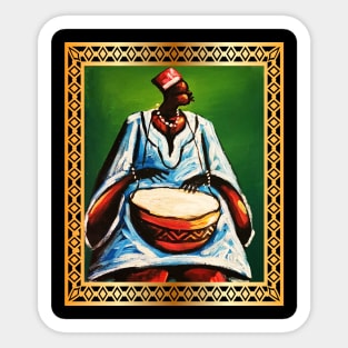 African Man Playing Drums, African Artwork Sticker